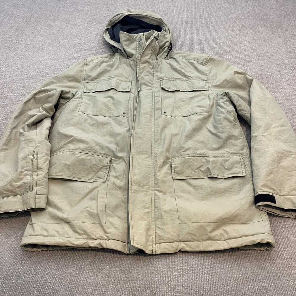 Vintage Gap Coat Mens Small Beige Nylon Hooded Parka Full Zip Hong Kong 90s